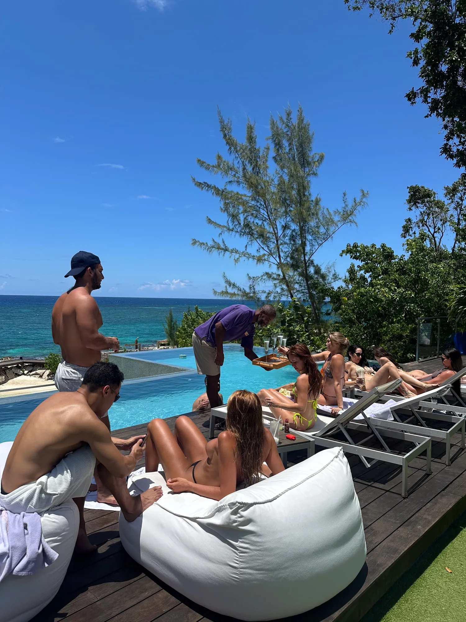 Poolside service at a private villa